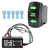 Universal Turn Signal Switch with 3 Wire Flasher, 4Pin ON Off ON Rocker Switch w/Green LED 12V 20A 24V 10A Laser Etched Turn Signal Kit for Cars Trucks Caravans Boats RV SUV ATV UTV