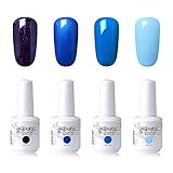 Elite99 Soak Off Gel Nail Polish Set UV LED Nail Art Kit 4 Colors with 20pcs Nail Polilsh Remover Wraps as Gift