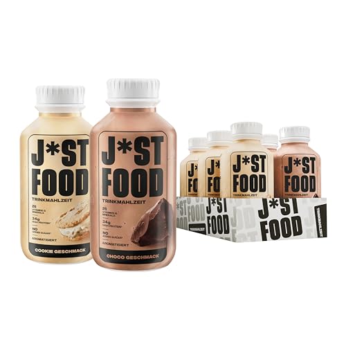 J*ST FOOD Classic Bundle Trinkmahlzeit – 6×500ml Choco & Cookie – 34g Protein, 26 Vitamine & Mineralstoffe, Zuckerfrei, Laktosefrei, Vollwertige Mahlzeit – inkl. 1,50€ Pfand