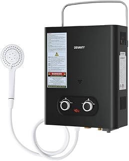 Devanti Outdoor Portable Gas Water Heater 6LPM Camping Shower Black