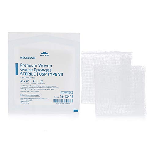 Mckesson Premium Woven Gauze Sponges, Sterile, 8-Ply, Usp Type Vii, 100% Cotton, 4 In X 4 In, 2 Per Pack, 50 Packs, 100 Total #TOP5