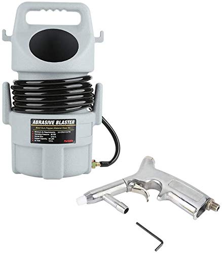 Pistola de chorro de arena, chorro de arena, chorro de arena, diámetro de la boquilla 5 mm, rosca exterior 1/4-18NPT, capacidad de embudo 50 lb, con manguera de 15 pies