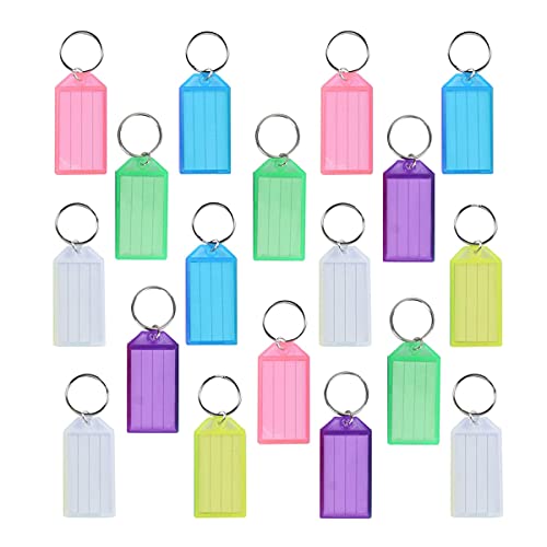 Schlüssel-Etiketten, 36 Stück, Schlüsselanhänger für Ausweis, Reisetaschenetikett mit Spaltring, Haustier-Namens-Etikett (6 Farben) Cover