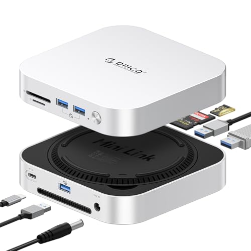 Image of ORICO MiniLink 40Gbps Mac mini M4 Dock, 7-in-1 USB 4 Docking Station with Dual NVMe M.2 SSD Slots, 10Gbps USB-A Expansion Ports, SD /TF 4.0 Card Readers for Mac mini-M47P