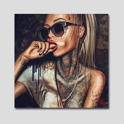 Lienzo de mujer con tatuaje moderno para decorar paredes de salón y dormitorio