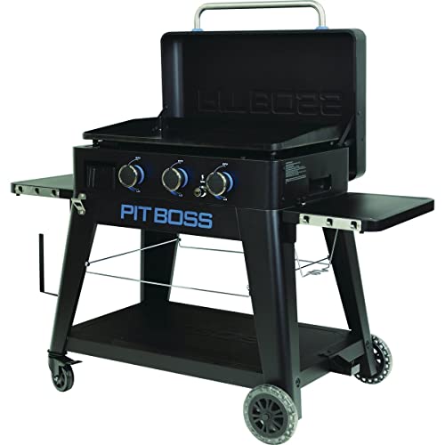 Pit Boss 3-Burner Propane Gas Non-Stick Ceramic Coated Rust-Resistant Portable Lift-Off and Stationary Griddle Grill with Hard Cover, 536-Sq. In. (29' L x 18' W) Cooking Space, 36,000 BTU, Black
