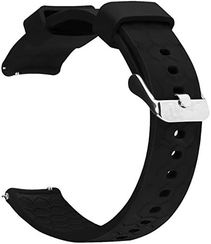 Watch Band/Strap for Pebble time Smartwatch Band Replacement Accessories with Metal Clasps Watch Strap/Wristband Silicone (Style2-Black)