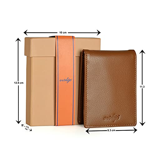 evalgo® Men’s Money Clip Wallet with Card Holders - Genuine Leather, Slim and Minimalist Design, Tan, Minimalist3