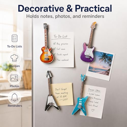 4 Imánes de Guitarra de Madera Miniatura para Refrigerador miniatura 6