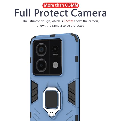 Image of Pikkme Redmi Note 13 Pro 5G Back Cover | D5 Tough Armor Bumper | 360 Protection Case | Ring Holder Stand Case for Redmi Note 13 Pro 5G (Blue)