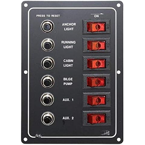 Mareteam Sicherungspaneel für Boote mit Beleuchtung - 6 Fach mit Sicherungsautomat Cover