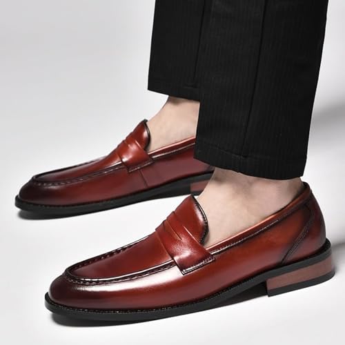 Elegant Men’s Formal Leather Loafers Slip-On Pointed Toe Anti-Slip Wedding and Party Dress Shoes2