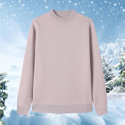Mens Crewneck Thick Sweater Fall Winter Warm Fleece Lined Knit Pullover Soft Comfort Thermal Sweater2