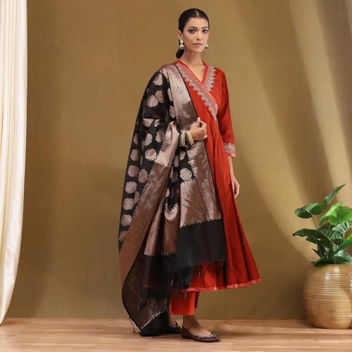 Image of Biba Embroidered Polyester A-Line Formal Kurta With Palazzo and Dupatta
