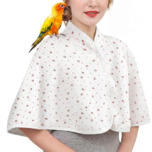 Image of QBLEEV Parrot Anti-Scratch Shoulder Protector, Bird Diaper Poop Cover Pad | Soft cotton shawl cape for birds to stand on shoulders, pet arm guard for lovebirds finches parakeets cockatiels conures