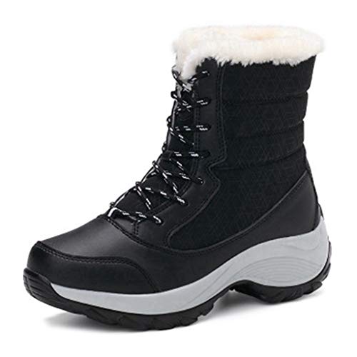 MIOKE Women's Winter Waterproof Snow Ankle Boots Lace Up Warm Fur Platform Insulated Outdoor Sneaker Booties