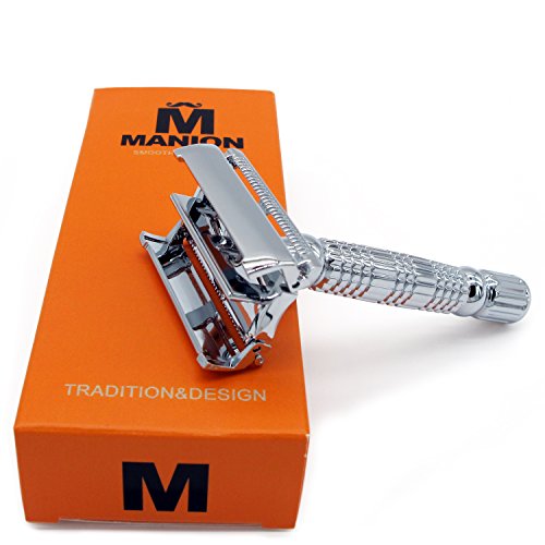 MANION M3 Silver Color Twist To Open Double Edge Safety Razor Men's Shaver Butterfly Open