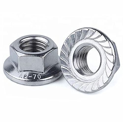 MonsterBolts - M10 Serrated Flange Nuts, DIN 6923, Stainless Steel, 50 Pack