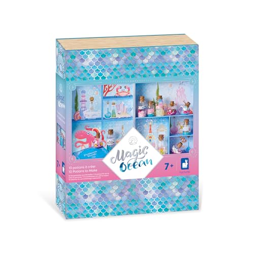 Janod - Magic Ocean - Le Mie Pozioni Magiche - attività Manuale per Bambini - Kit attività Creative - Pozioni Magiche Fai-da-Te per Bambini - Universo delle Sirene - dai 3 Anni in su - J09143