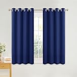 PONY DANCE Blue Blackout Curtains for Boy's Bedroom - Nursery Small Eyelet Thermal Privacy Curtains & Drapes Short Room Darkening Window Treatment for Kitchen, 52 x 54 Inch, 2 Panels