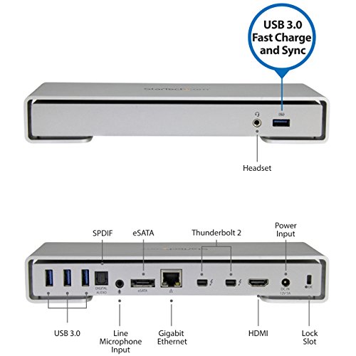 Replicador Thunderbolt 2 StarTech.com TB2DOCK4KDHC con HDMI 4K y USB de carga 2