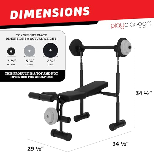 Play Platoon Kids Weight Bench Set - Kids Gym Equipment for Home - Bench Press Weight Sets for Boys - Toddler Gym Set Workout and Exercise Equipment - Ages 3+ - Image 3