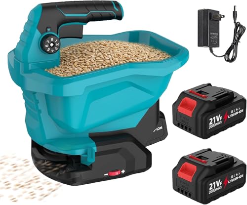 Akku Düngerstreuer für Makita Akku 18V Universal Streuer 3 3 L 6-stufige Drehzahlregulierung 8-stufige Streumengenregulierung Akku-Handstreuer für Dünger Samen Salz nutzbar Ohne Akku (2 Akku)
