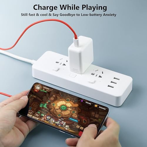 Image of Original 65W Warp Charger Adapter with Type C to C Cable Compatible with Oneplus 10 /10 Pro /9 /9 Pro / 9R / 8 / 8T / Nord /Ce with 6 Months Warranty