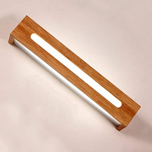 Luces de tocador de baño LED con luz cálida y estructura de madera 4