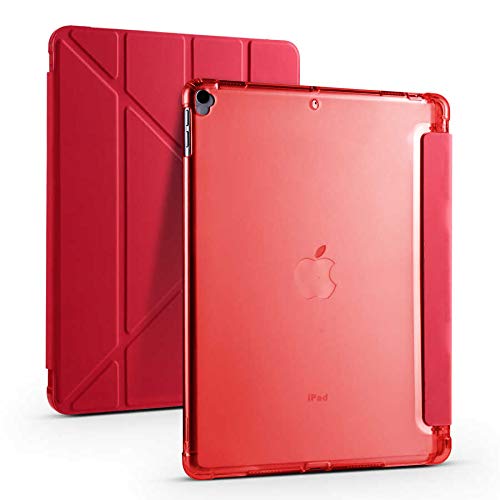 Zore Apple ile uyumlu iPad 10.2 2021 (9.Nesil) Kılıf Tri Folding Kalem Bölmeli Standlı Kılıf Kırmızı