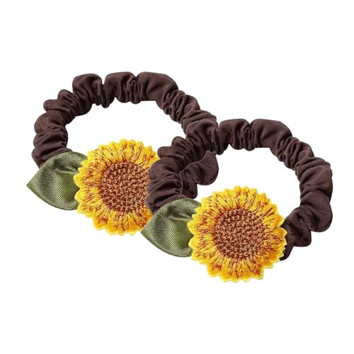 2Pcs High Elasticity Flower Hair Clip Fashionable Hairband Floral Hairpin for Stylish Women and Various Occasion Elastic Hair Ba