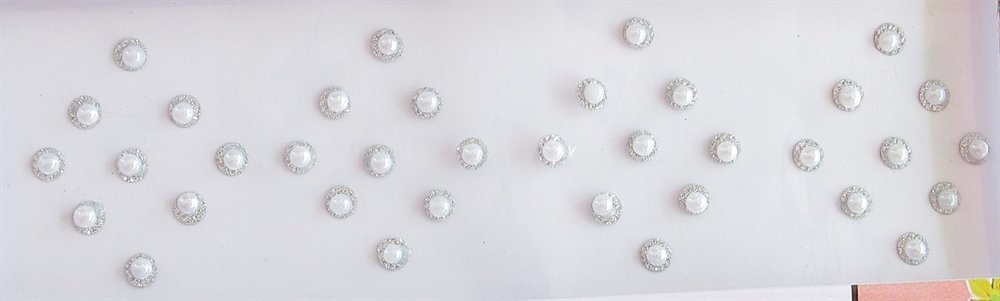36 Pearl Round Bindis 2 mm With Silver Base Online/ Round Bindis Designs/ Fancy Bindis/ Indian Bollywood Bindis/ Bridal Rhinestones Bindis