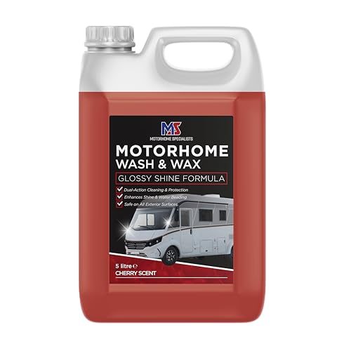 Motorhome Specialists - Wash & Wax 5L 2-in-1 Cleaner & Protective Wax for Motorhomes Caravans & Campervans High Gloss Finish Water Beading Safe on All Exterior Surfaces