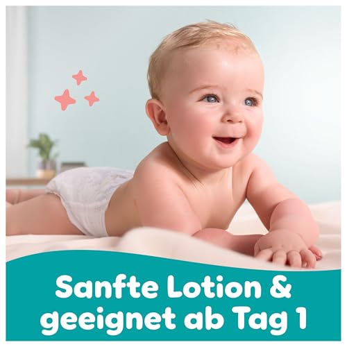 Pampers Sensitive Baby-Feuchttücher, 15 Packungen mit 80 Feuchttüchern,1200 Baby-Feuchttücher, 2-in-1 sanfte Reinigung & Hautschutz