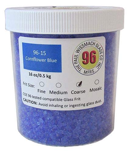 Wissmach Glass Frit Coarse Cornflower Blue Opal (96-15) 1Lb. Jar 96 COE