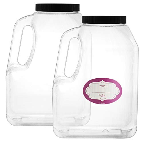 2 Pack - Clear Square Plastic Empty Storage Containers - Jars w/Plastic Airtight