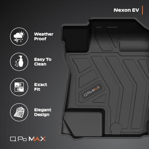 Image of Q Po Nexon EV (MAX) Sept 2023 - Present | ECO TPE Car Floor Mat | Anti Slip All Weather Mats for Nexon EV (Black)