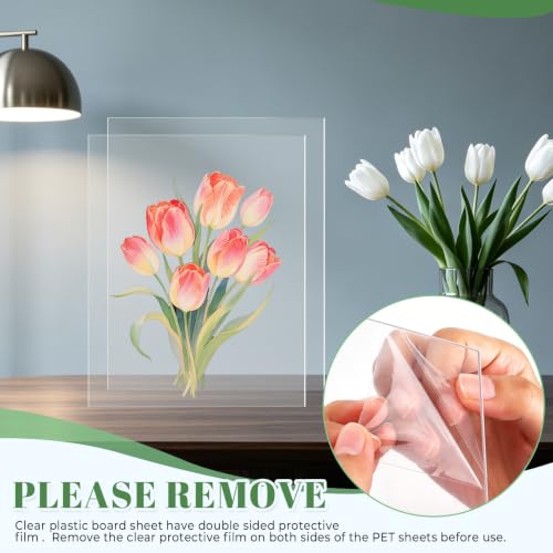 Image of TKOnline 14 PCS Plexiglass Sheets, 8 inch x 10 inch x 0.02 Clear PET Sheet Panels, Clear Acrylic Plastic Sheet for Picture Frame, Invitations, Poster Frames Plastic Board