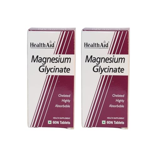 Image of HealthAid Chelated Magnesium Glycinate with Zinc (1682 mg) - Magnesium Supplement for Muscle Recovery, Sleep Support, Cramps Relief & Nerve Health | Promotes Brain Health - 60 Veg Tablets (Pack of 2)