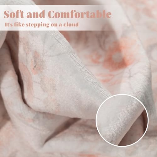 Tapete decorativo lavable 5x7 rosa floral boho miniatura 5