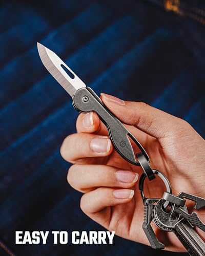 Image of KeyUnity KK05M Titanium Mini Pocket Knife, 1.73-Inch Blade, Black | Lightweight EDC gear for everyday carry, camping, hiking, fishing and other outdoor activities