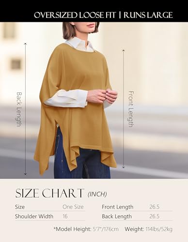Image of PULI Women's Pullover Poncho Sweater Oversized Knit Layering Top Travel | Sleeveless and Layers Over Any Shirt At Home or Work