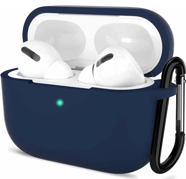 ZETARICS Airpods pro 2nd Generation case Cover 2022 with Karabiner I Soft Silicone Skin Case Support Wireless Charging I Front LED Visible I Charging Port Protection (Navy Blue)