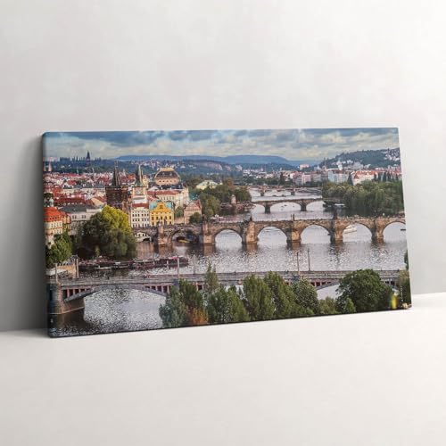 Peinture sur Toile 100x50cm Tableau Photo Art Mural Déco Salon Vue de Prague