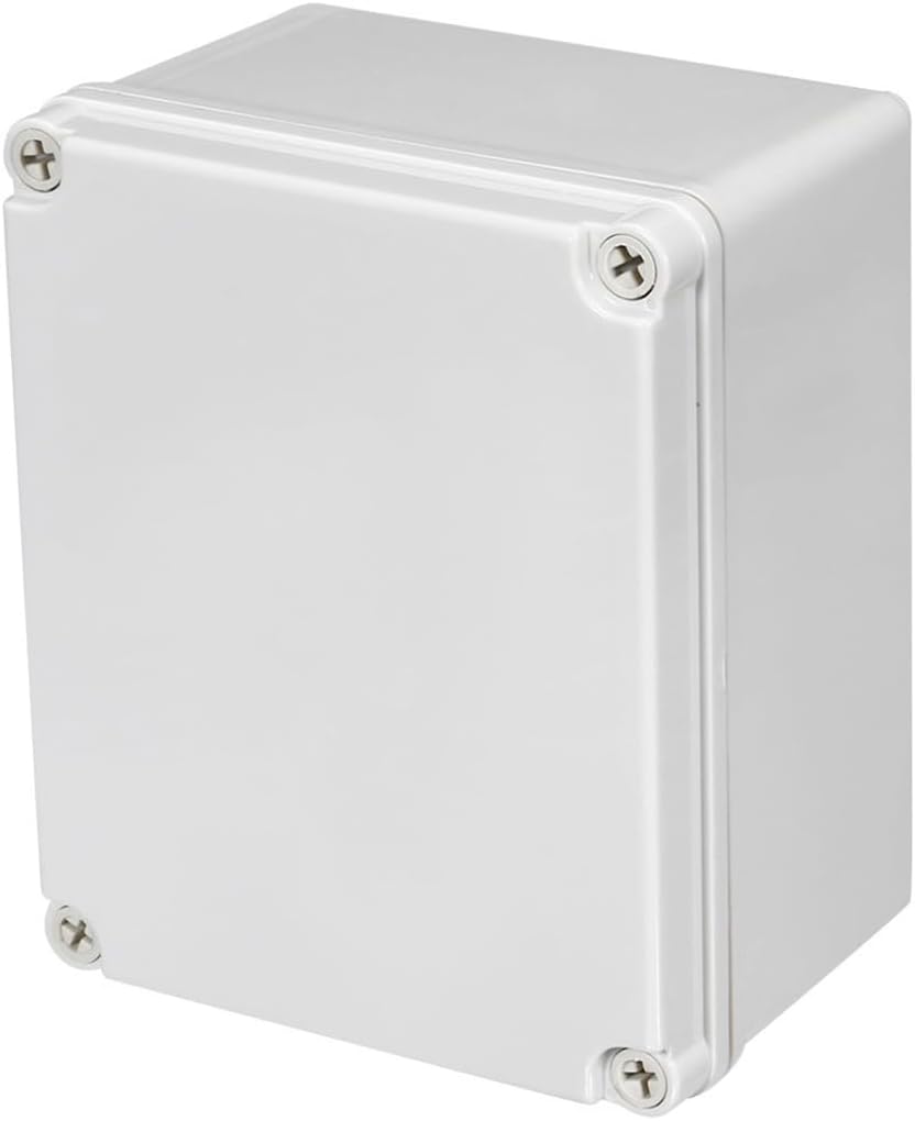 TOP-VIGOR 170x140x95mm Wateproof IP67 Electrical Junction Box, ABS Plastic Project Boxes with Screws for DIY Electronics Projects, Indoor/Outdoor Power Module Case, Instrument Case Box, White