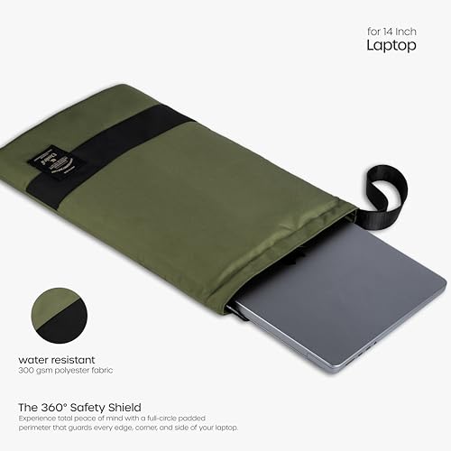 Image of Elmira 15.6 Inch Laptop Sleeve, Water-Resistant Padded Protective for MacBook Pro 16, Dell, HP, Lenovo, ASUS & Acer, Slim Laptop Cover Bag with Durable Zipper for Men & Women (Olive, 15.6 INCH)