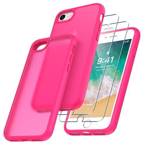 Niphabe Coque Compatible avec iPhone SE 2022/2020/7/8 avec 2 Verre Trempé, Anti-Jaunissement Dur...