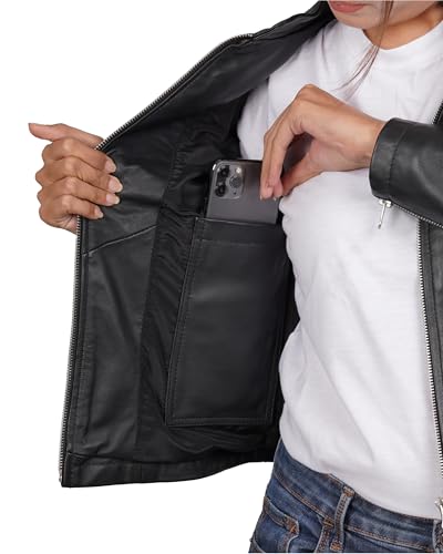 Image of Decrum Leather Jacket for Women - Real Lambskin Casual Leather Jackets Womens