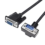 RIIEYOCA 90 Degree DB9 RS232 Serial Cable, Down Angle DB9 Male to Female Adapters Cable for Data Communication 0.5M (Down)