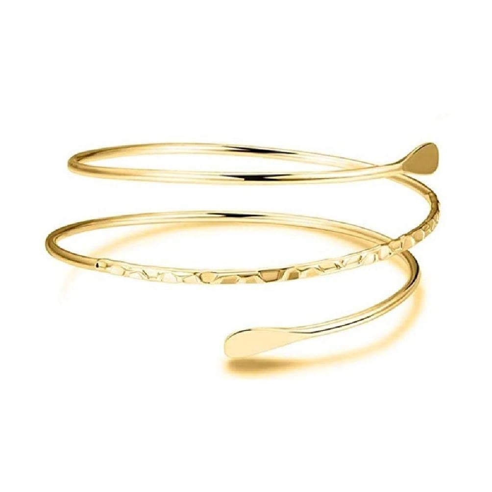 Brazalete de aleación en espiral para la parte superior del brazo, brazalete de brazalete egipcio para mujer, accesorio de disfraz egipcio para mujer, color dorado y plateado, joyería minimalista para